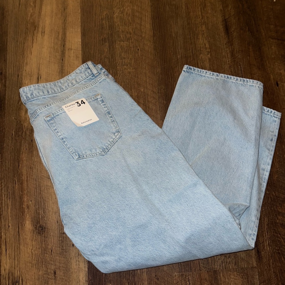 New | Reformation Charlee Low Rise Straight Leg Jeans 34 - Picture 1 of 8